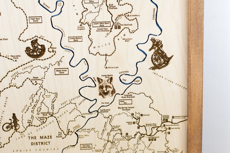 Canyonlands Topo Map Sign | Laser Engraved & Framed Wall Art