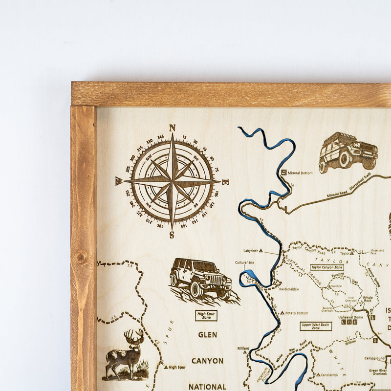 Canyonlands Topo Map Sign | Laser Engraved & Framed Wall Art