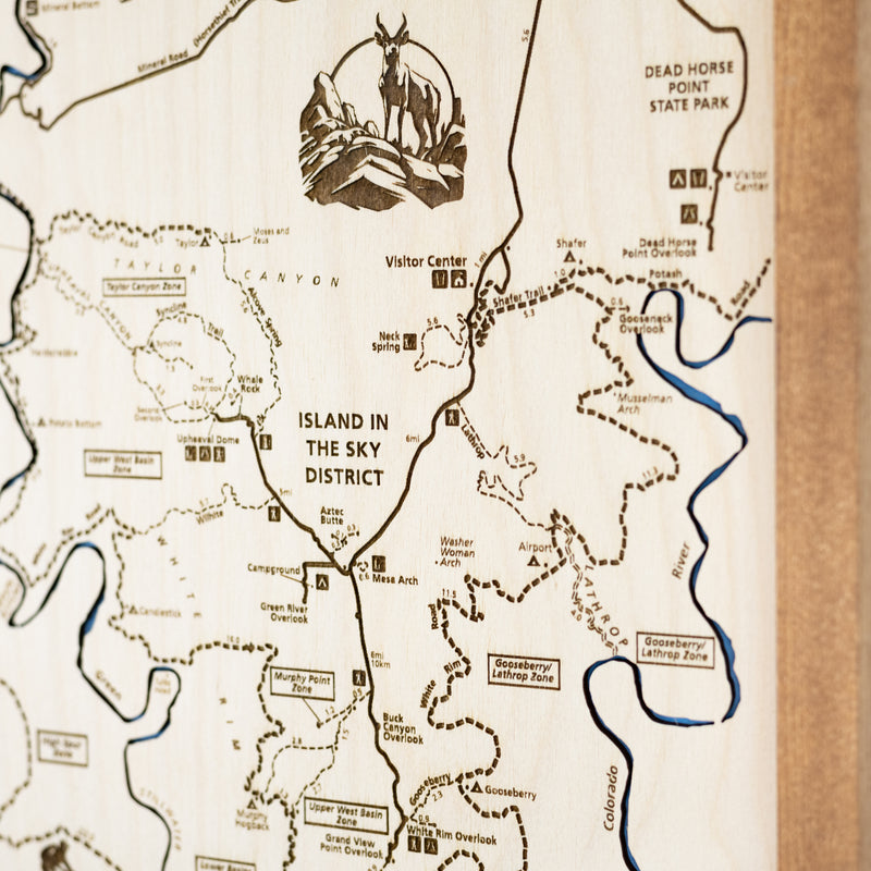 Canyonlands Topo Map Sign | Laser Engraved & Framed Wall Art