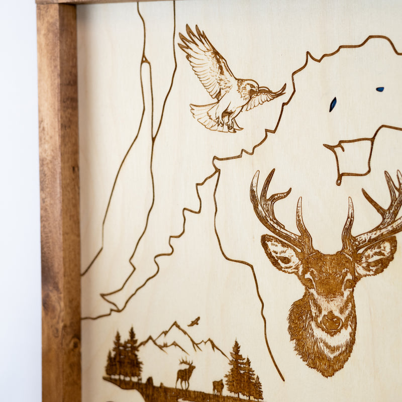 Deer Creek Reservoir Topo Map Sign | Laser Engraved & Framed Wall Art