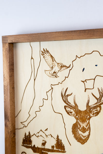 Deer Creek Reservoir Topo Map Sign | Laser Engraved & Framed Wall Art