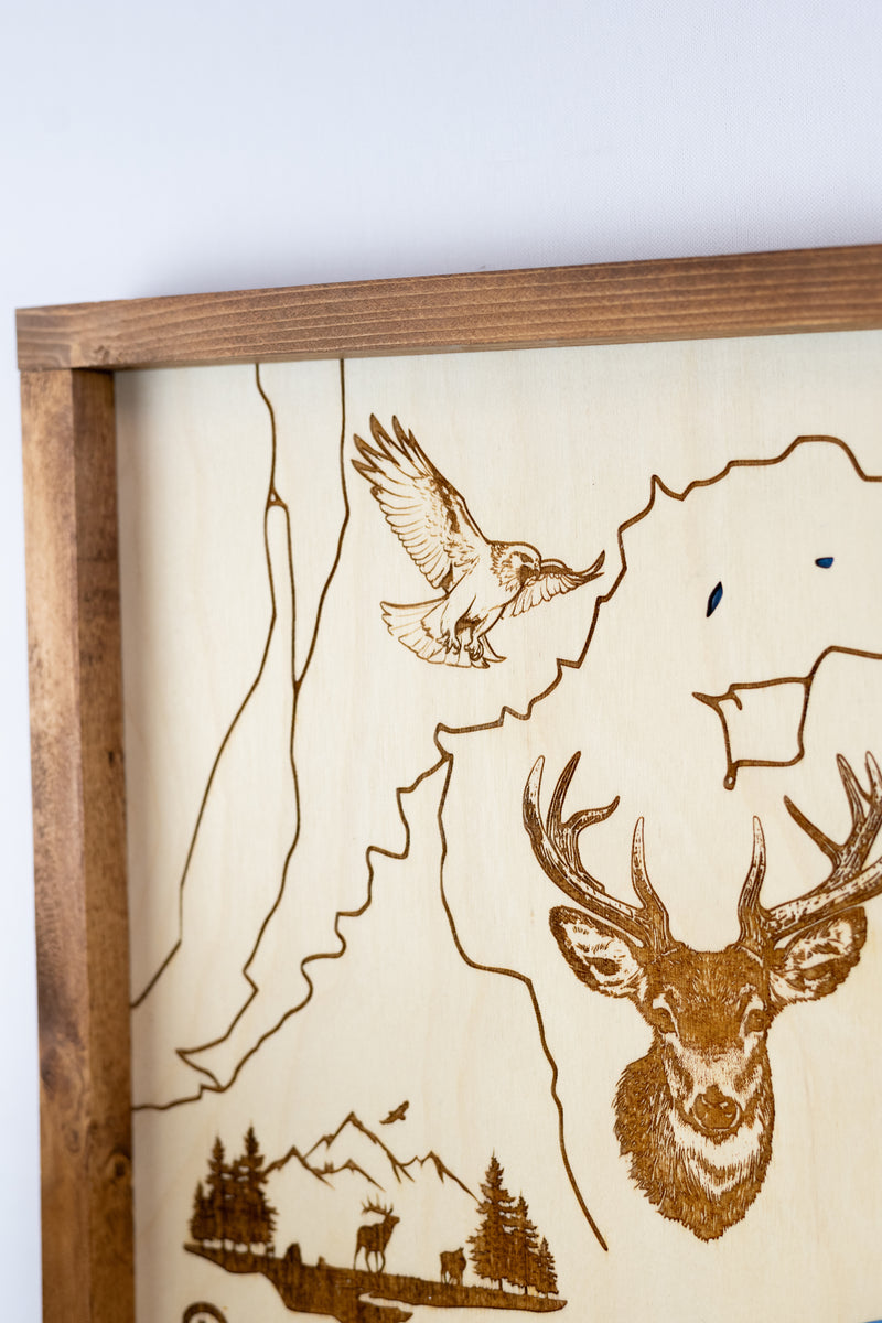 Deer Creek Reservoir Topo Map Sign | Laser Engraved & Framed Wall Art