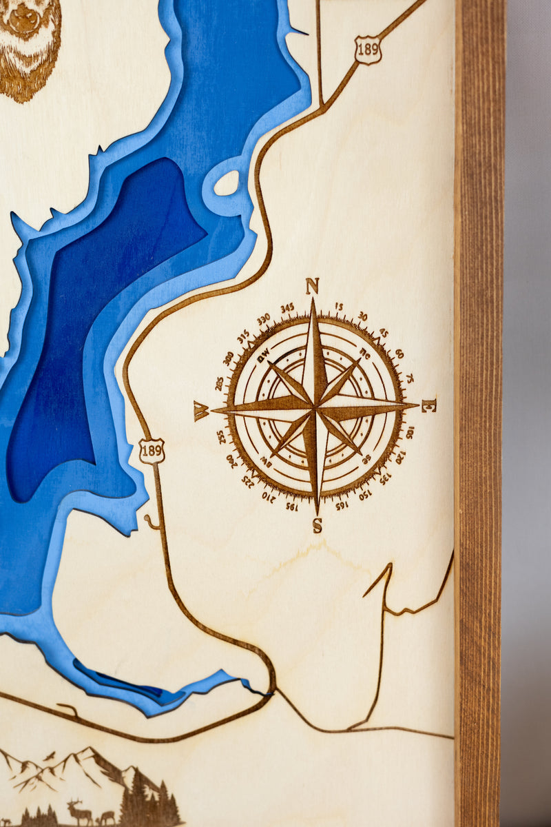 Deer Creek Reservoir Topo Map Sign | Laser Engraved & Framed Wall Art