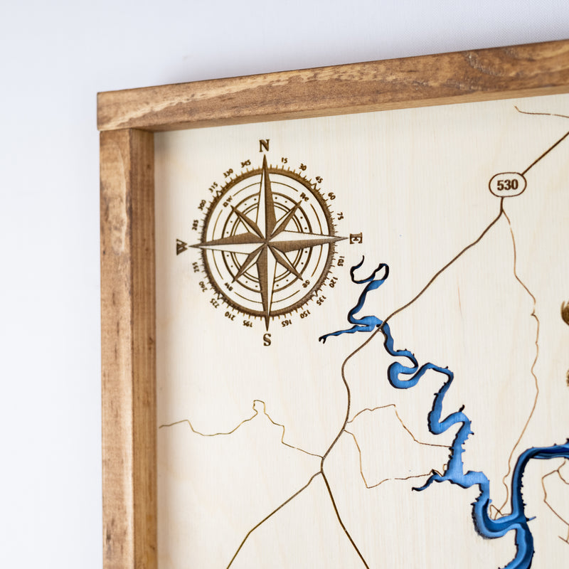 Flaming Gorge Topo Map Sign | Laser Engraved & Framed Wall Art