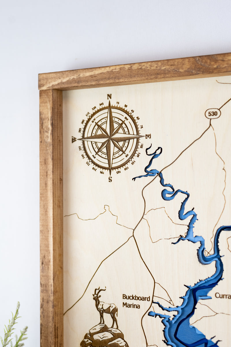 Flaming Gorge Topo Map Sign | Laser Engraved & Framed Wall Art