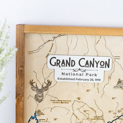Grand Canyon Topo Map Sign | Laser Engraved & Framed Wall Art