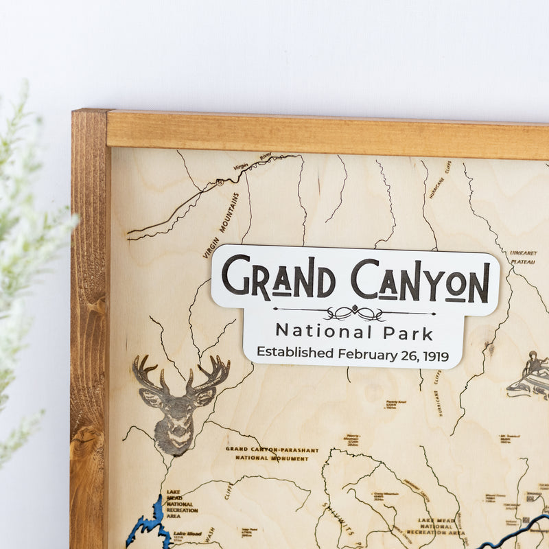 Grand Canyon Topo Map Sign | Laser Engraved & Framed Wall Art