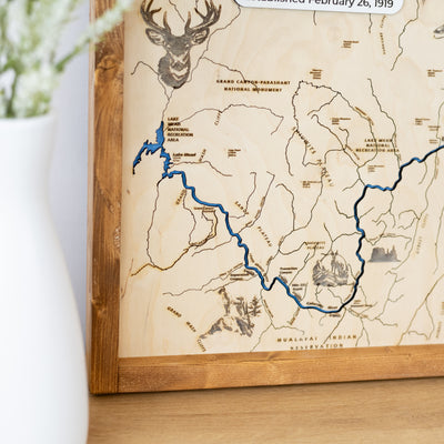 Grand Canyon Topo Map Sign | Laser Engraved & Framed Wall Art