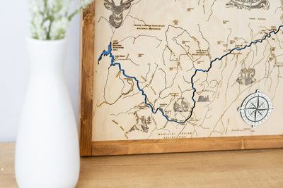 Grand Canyon Topo Map Sign | Laser Engraved & Framed Wall Art