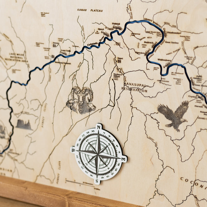 Grand Canyon Topo Map Sign | Laser Engraved & Framed Wall Art