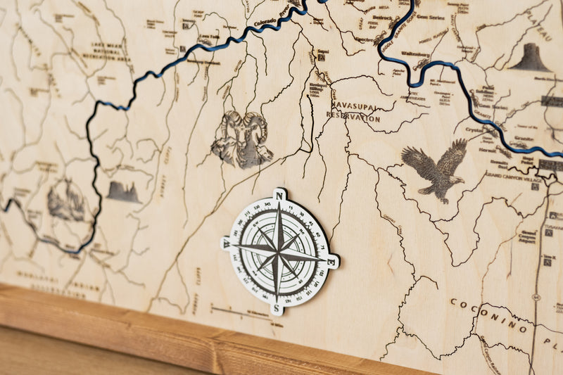 Grand Canyon Topo Map Sign | Laser Engraved & Framed Wall Art