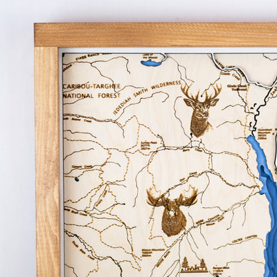Grand Teton National Park Topo Map Sign | Laser Engraved & Framed Wall Art