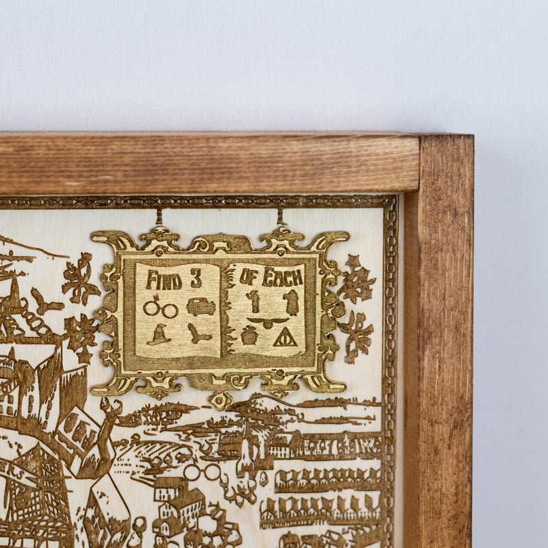 Harry Potter Wizard Map Sign | Laser Engraved & Framed Wall Art