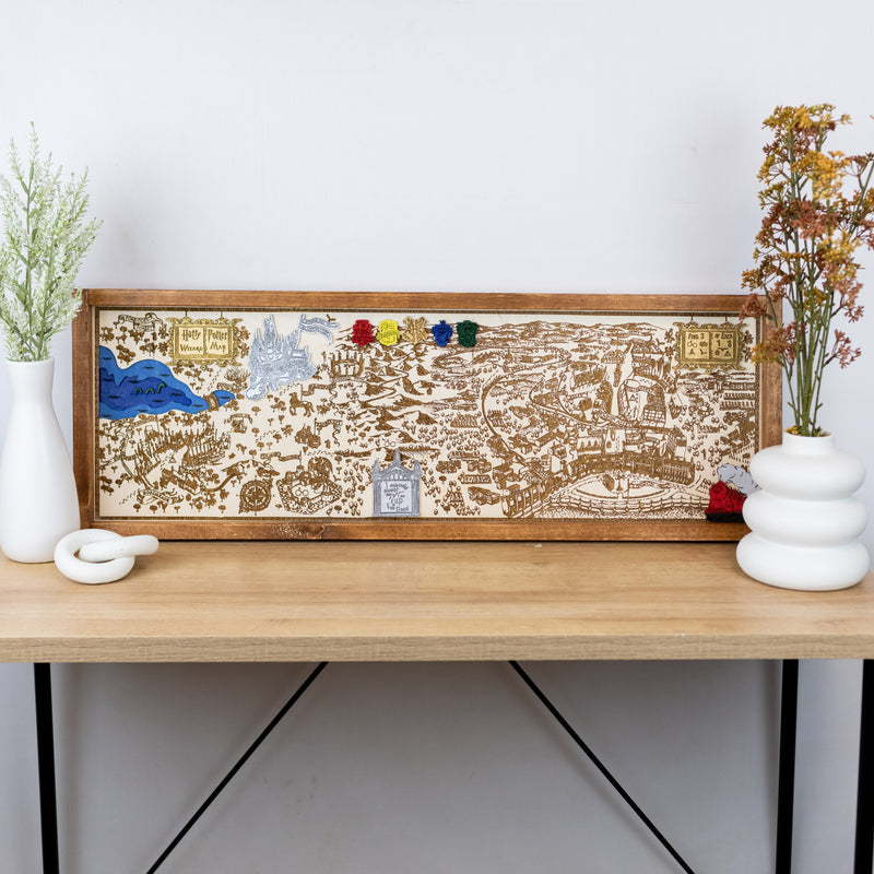 Harry Potter Wizard Map Sign | Laser Engraved & Framed Wall Art