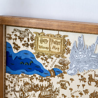 Harry Potter Wizard Map Sign | Laser Engraved & Framed Wall Art