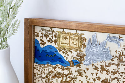 Harry Potter Wizard Map Sign | Laser Engraved & Framed Wall Art