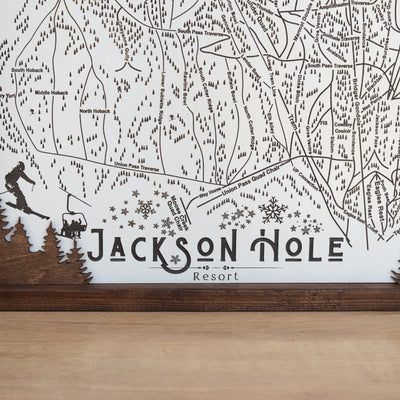 Jackson Hole Ski Resort Map Sign | Laser Engraved & Framed Wall Art