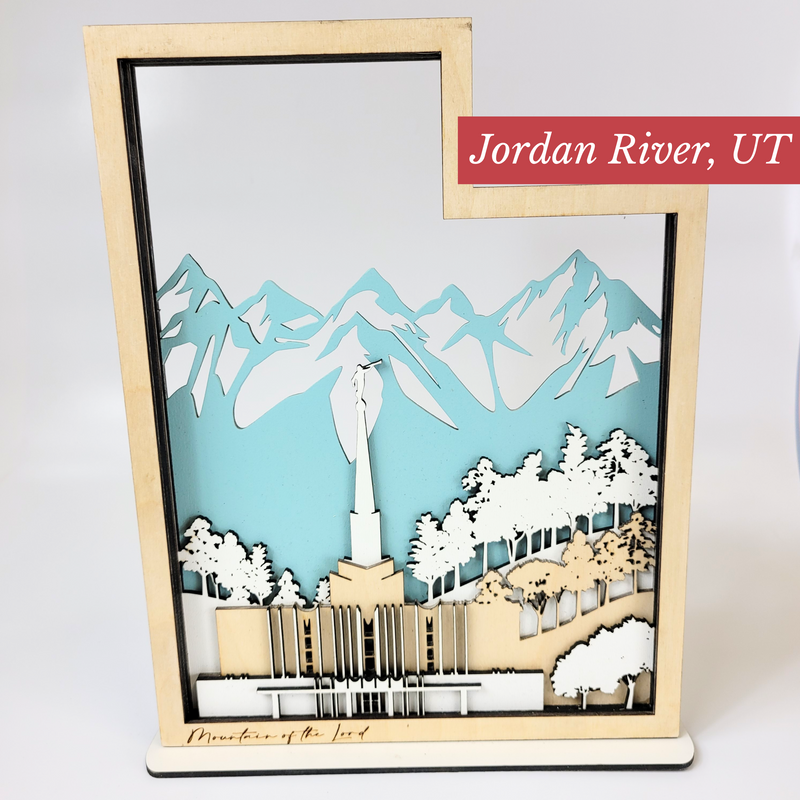 Jordan River LDS Customized Temple State Sign Laser cut and fully assembled