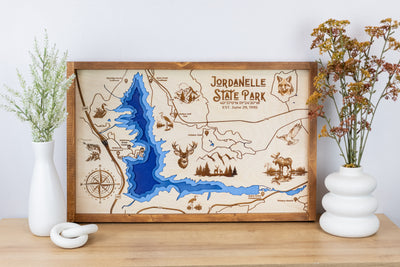 Jordanelle State Park Topo Map Sign | Laser Engraved & Framed Wall Art