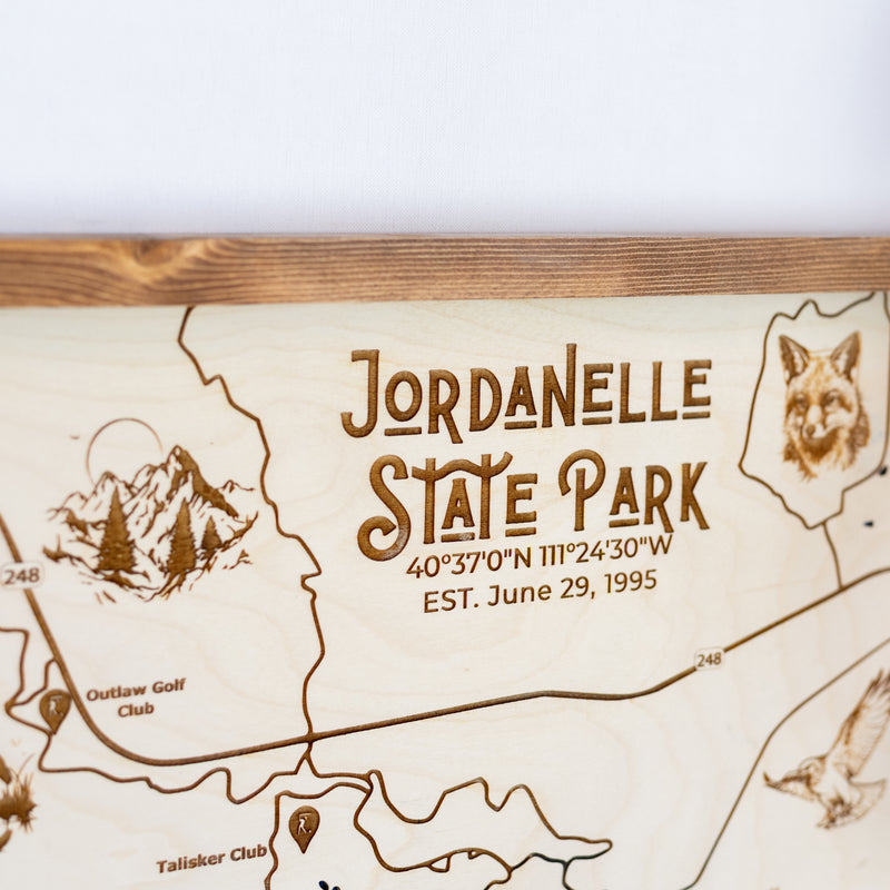 Jordanelle State Park Topo Map Sign | Laser Engraved & Framed Wall Art