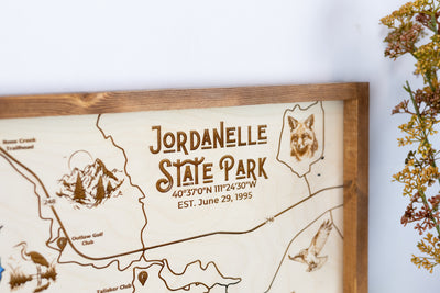 Jordanelle State Park Topo Map Sign | Laser Engraved & Framed Wall Art