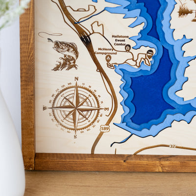 Jordanelle State Park Topo Map Sign | Laser Engraved & Framed Wall Art