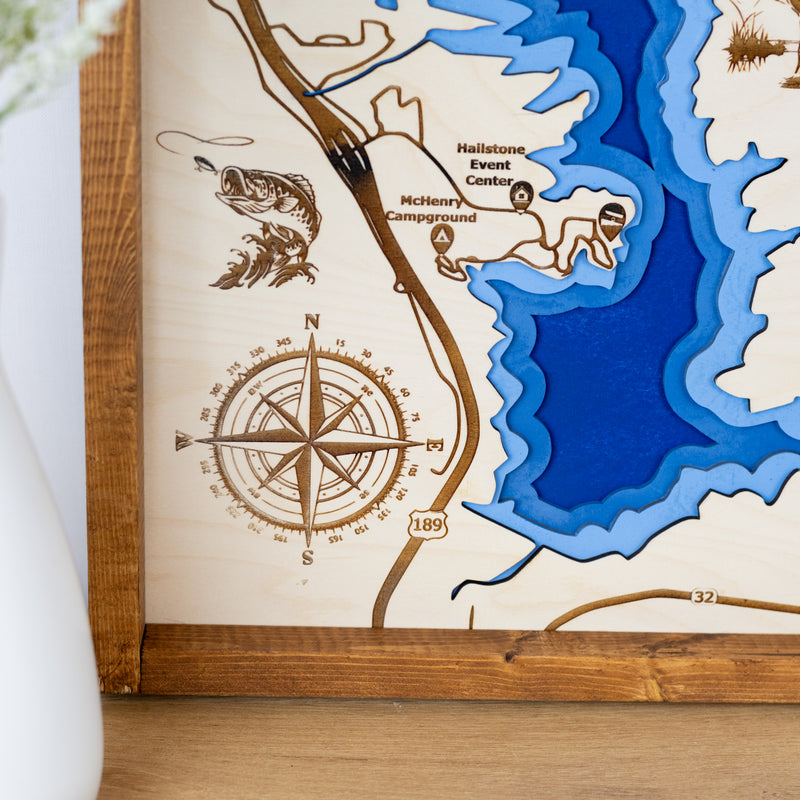Jordanelle State Park Topo Map Sign | Laser Engraved & Framed Wall Art