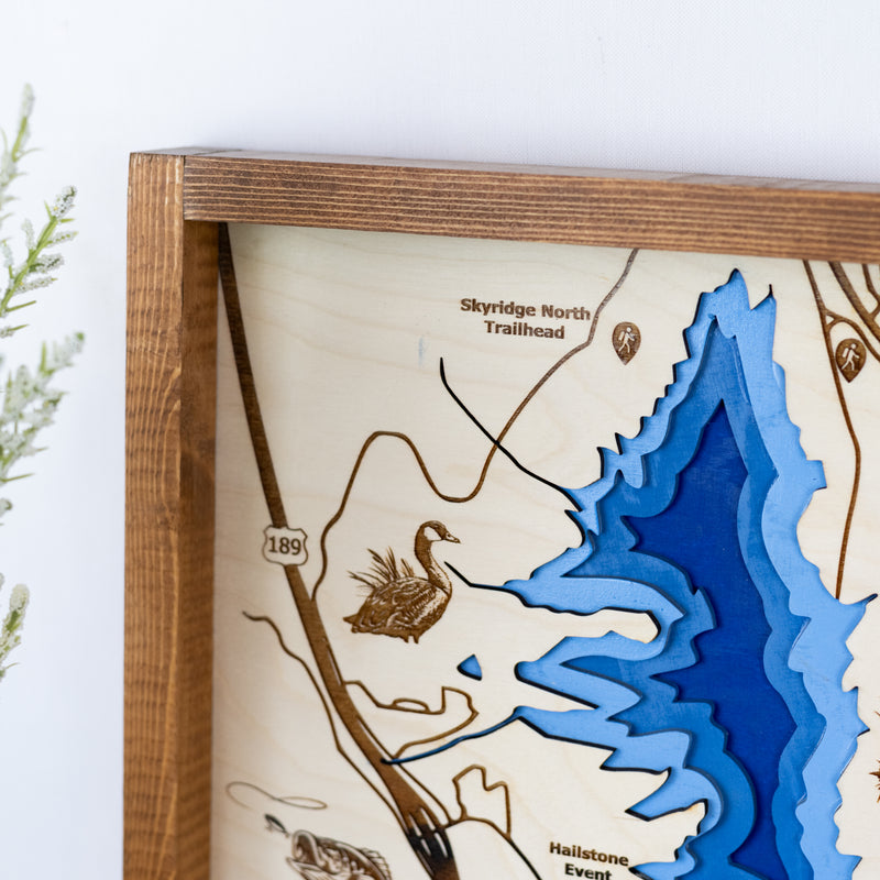 Jordanelle State Park Topo Map Sign | Laser Engraved & Framed Wall Art