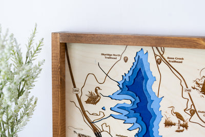 Jordanelle State Park Topo Map Sign | Laser Engraved & Framed Wall Art