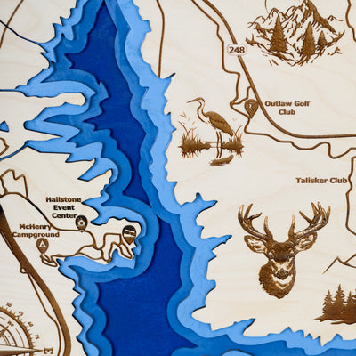 Jordanelle State Park Topo Map Sign | Laser Engraved & Framed Wall Art