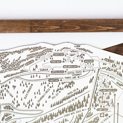 Kelly Canyon Ski Resort Map Sign | Laser Engraved & Framed Wall Art