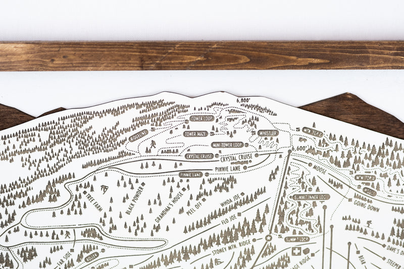 Kelly Canyon Ski Resort Map Sign | Laser Engraved & Framed Wall Art
