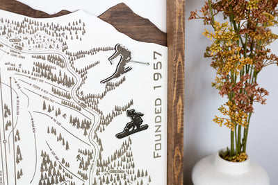 Kelly Canyon Ski Resort Map Sign | Laser Engraved & Framed Wall Art