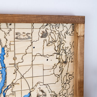 Lake Cascade Topo Map Sign | Laser Engraved & Framed Wall Art