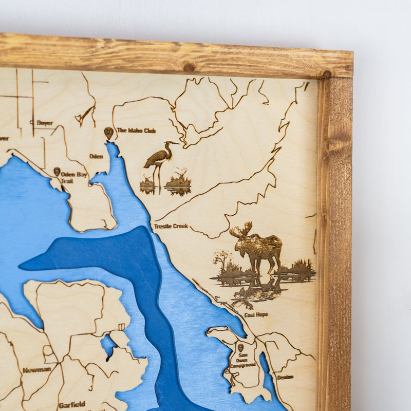 Lake Pend Oreille Topo Map | Laser Engraved & Framed Wall Art