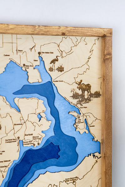 Lake Pend Oreille Topo Map | Laser Engraved & Framed Wall Art