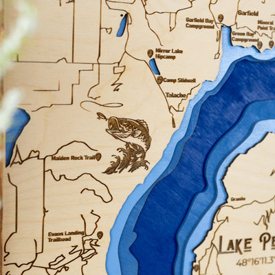 Lake Pend Oreille Topo Map | Laser Engraved & Framed Wall Art