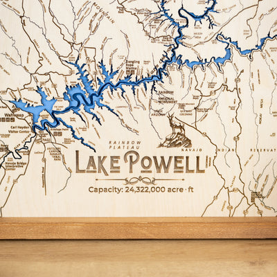 Lake Powell Topo Map Sign | Laser Engraved & Framed Wall Art