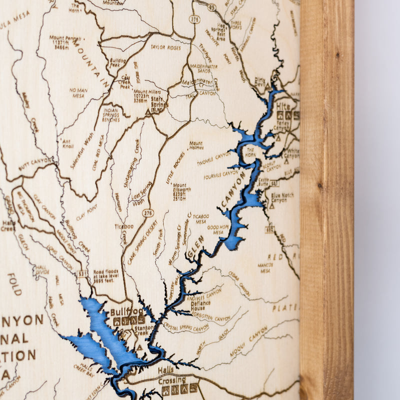 Lake Powell Topo Map Sign | Laser Engraved & Framed Wall Art