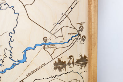 Mack's Inn - Big Springs Topo Map Sign | Laser Engraved & Framed Wall Art