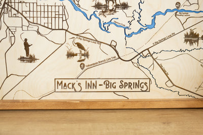 Mack's Inn - Big Springs Topo Map Sign | Laser Engraved & Framed Wall Art
