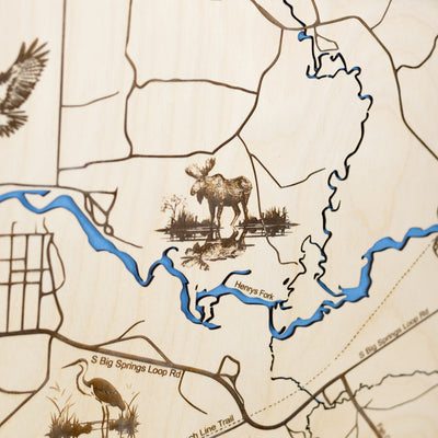 Mack's Inn - Big Springs Topo Map Sign | Laser Engraved & Framed Wall Art