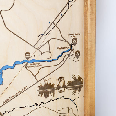 Mack's Inn - Big Springs Topo Map Sign | Laser Engraved & Framed Wall Art