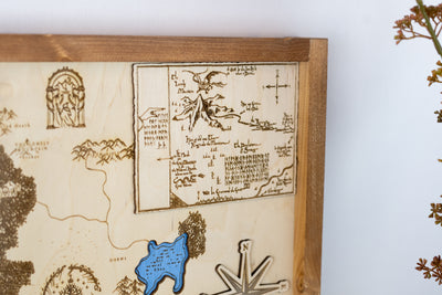 Middle Earth Lord of the Rings Fantasy Map Sign | Laser Engraved & Framed Wall Art