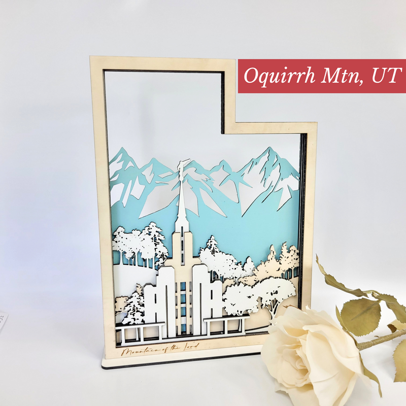 Oquirrh Mountain Utah Temple LDS Customized Temple State Sign, Laser cut and fully assembled