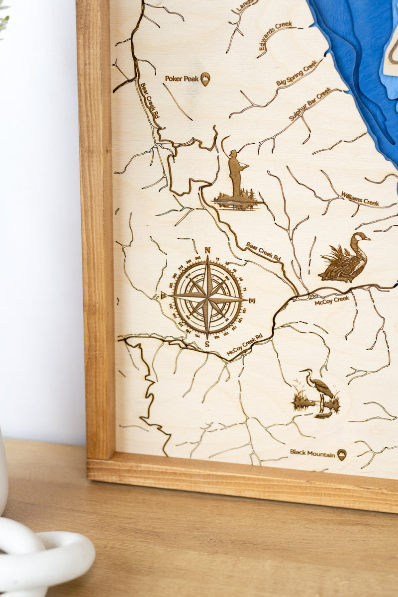 Palisades Reservoir Idaho Topo Map Sign |  Laser Engraved & Framed Wall Art