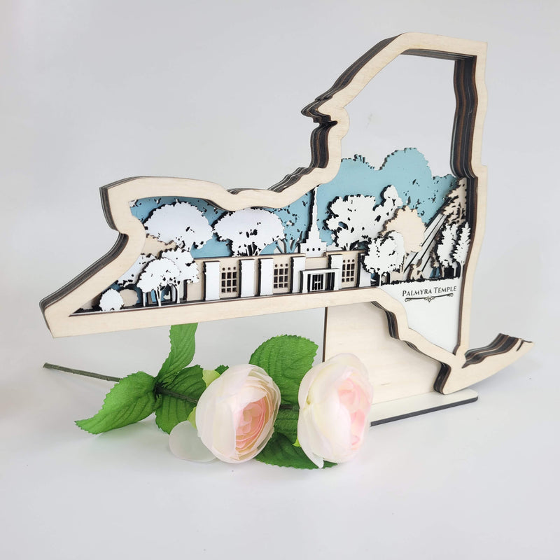 Palmyra New York Temple LDS Customized Temple State Sign, Laser cut and fully assembled