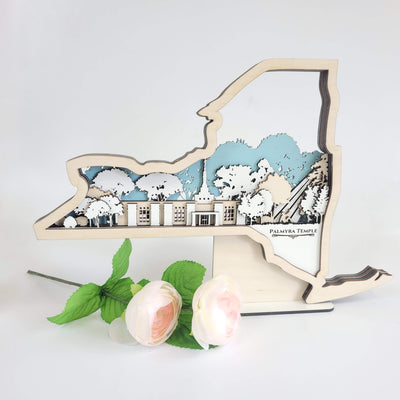 Palmyra New York Temple LDS Customized Temple State Sign, Laser cut and fully assembled