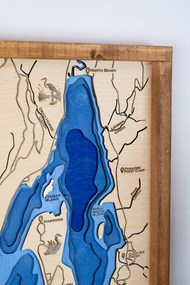 Payette Lake Topo Map Sign | Laser Engraved & Framed Wall Art