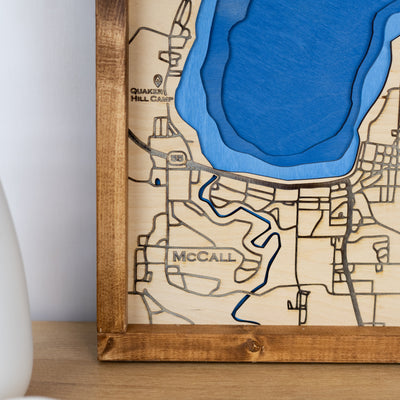 Payette Lake Topo Map Sign | Laser Engraved & Framed Wall Art